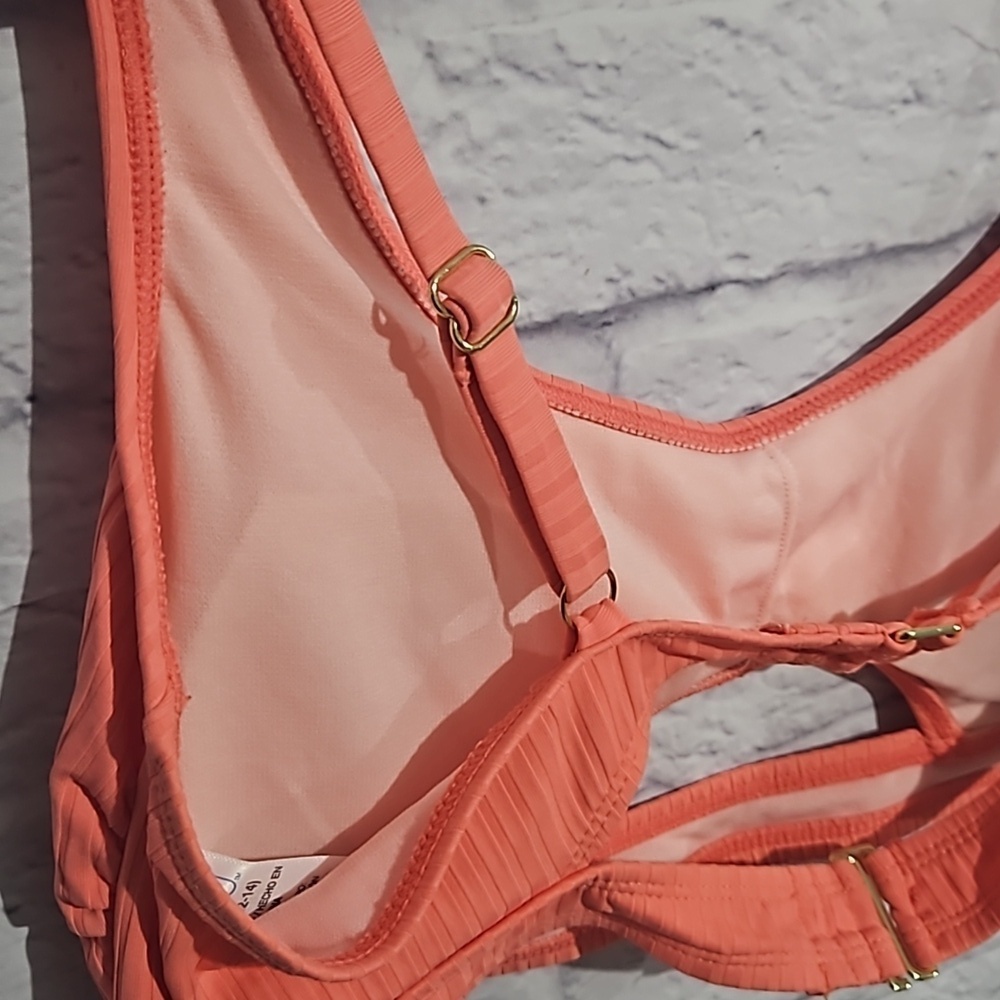 Cutout coral ribbed swimsuit top - Picture 5 of 6